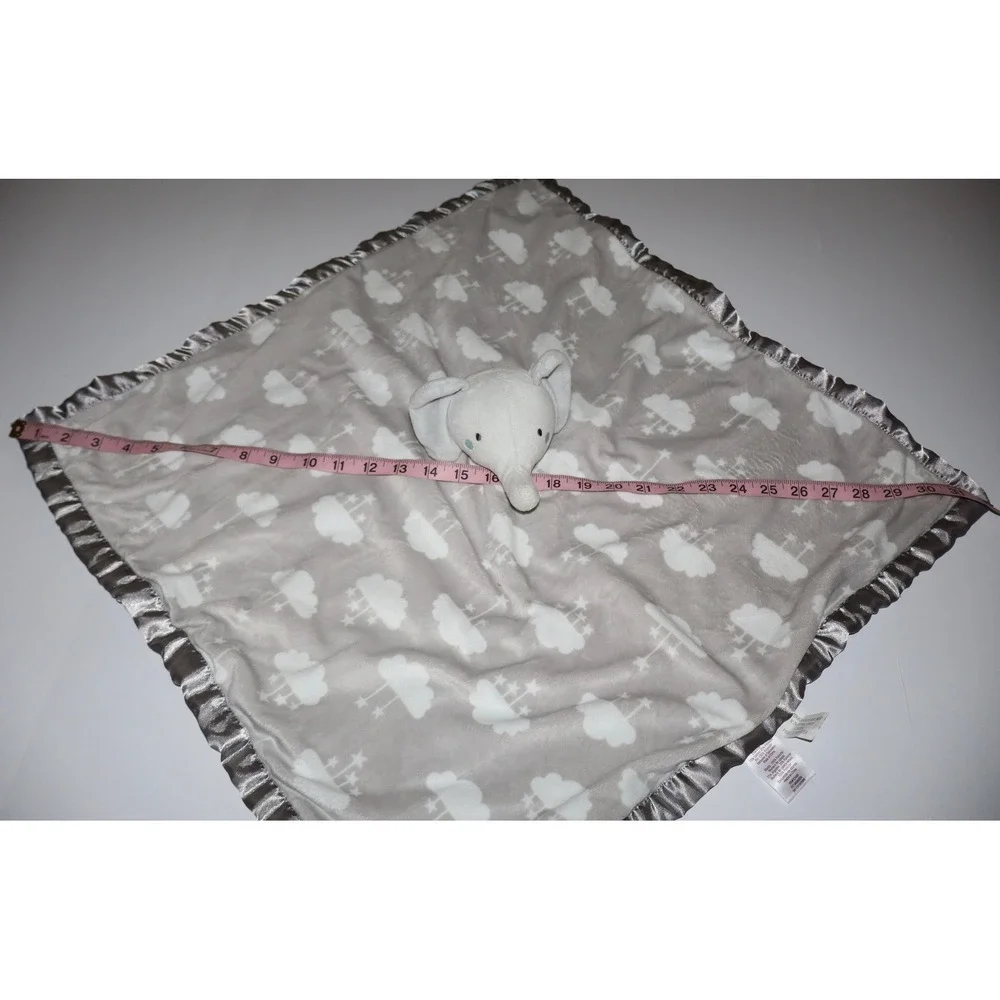 Parents Choice Plush Elephant Baby Blanket Lovey Grey Cloud Satin Trim
